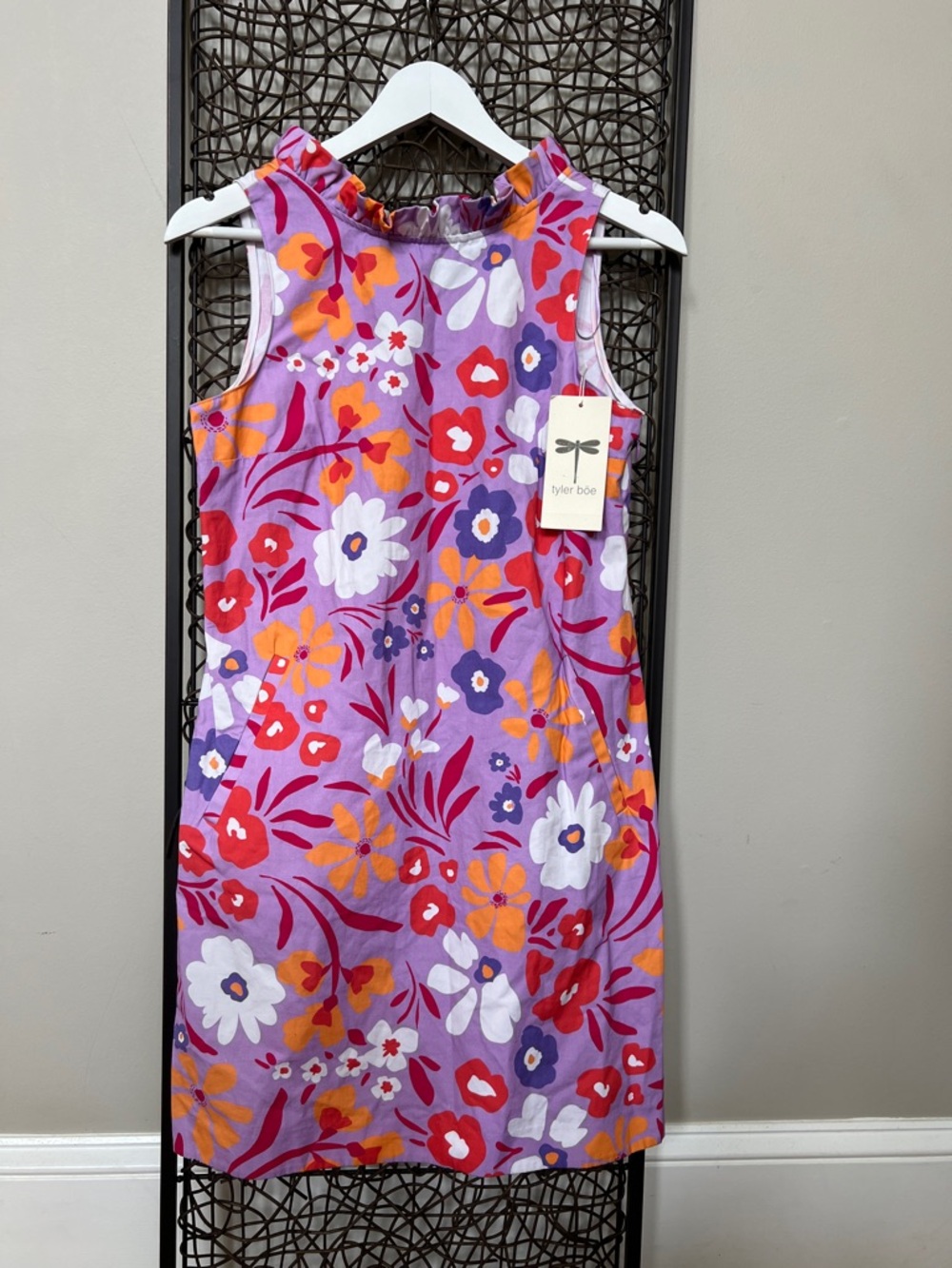 Tyler Boe Ella Linen Blend Confetti Floral Sleeveless Shift Dress Pockets XS NEW